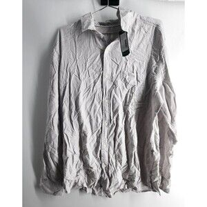 Hawker Rye Men's Light Grey Large Solid Essential Linen Long Sleeve Shirt NWT